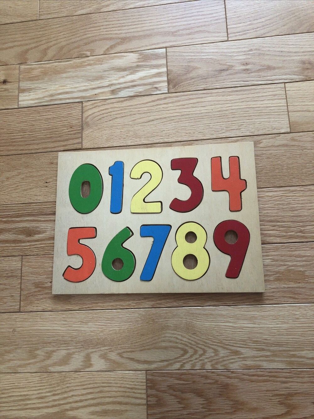 Vintage Child's‎ Colorful Wooden Numbers Learning Puzzle 1-9